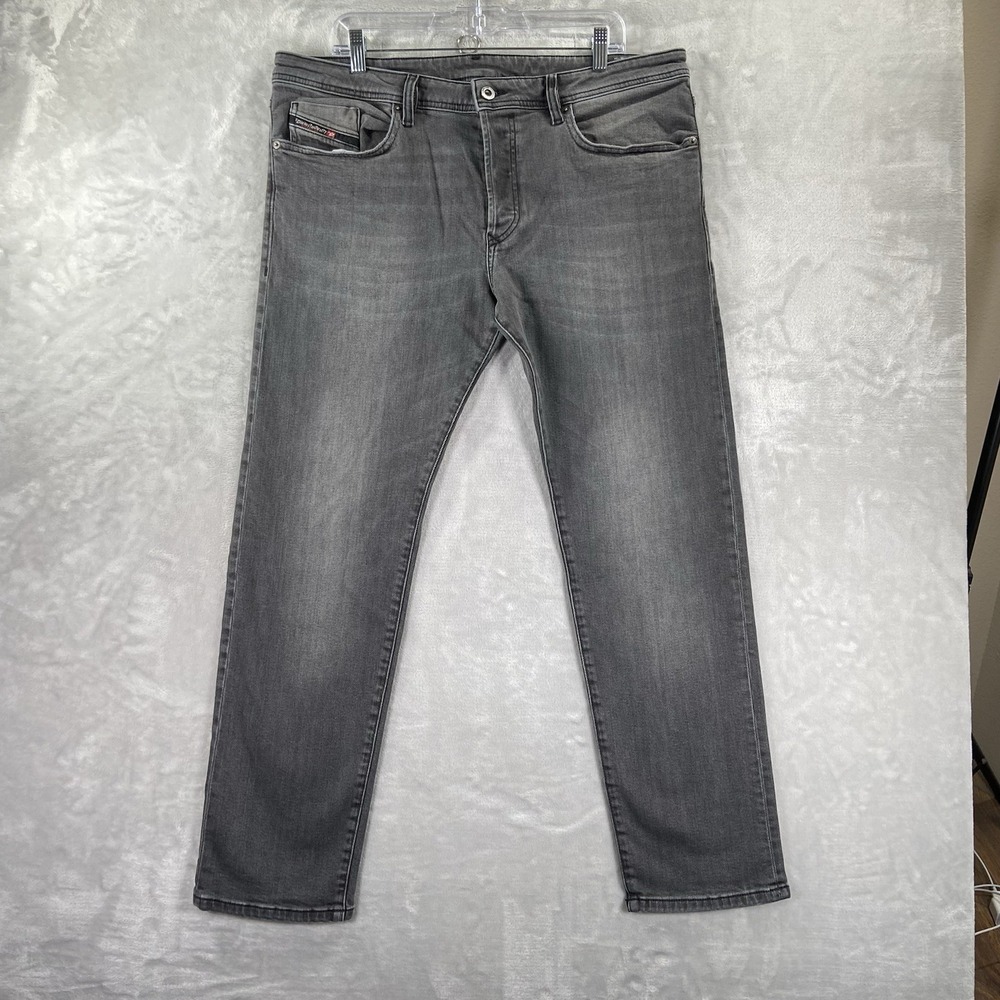 Diesel Jeans men's 38x30 BUSTER Tapered Fit Stretch Black Wash Denim Button Fly